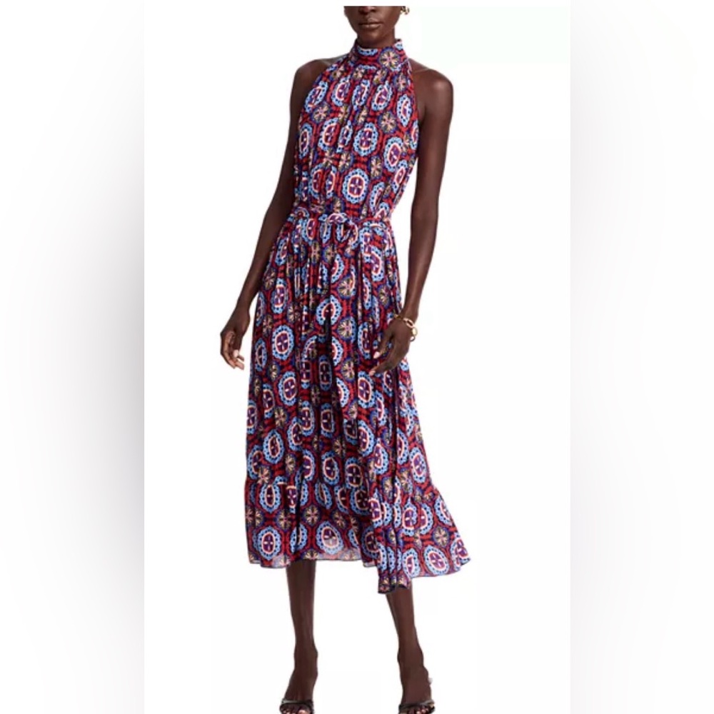 T-Tahari‎ Pleated Print Halter Midi Dress
XL D01